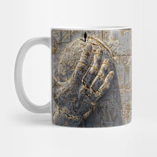 Giant Hand with Golden Sphere: Modern & Conceptual Art Mug